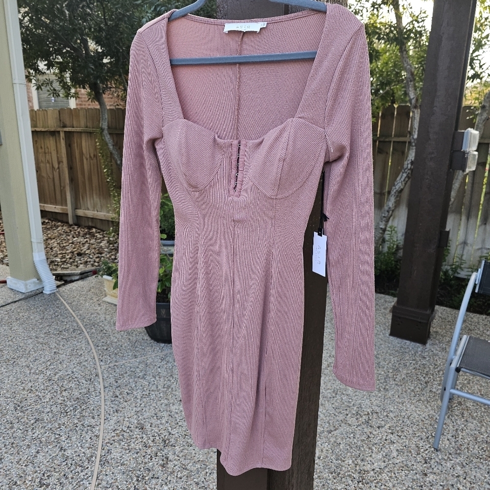 Nwt ASTR the label nude blush  Ribbed bra corset dress L - Picture 6 of 14